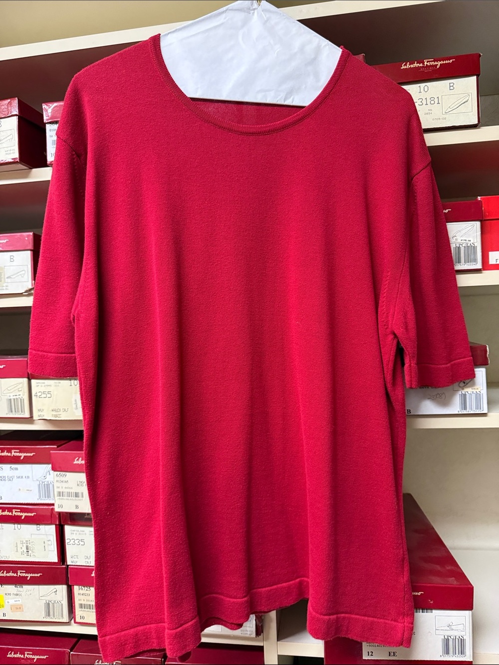 Pendleton Solid Red Short-Sleeve Knit Top